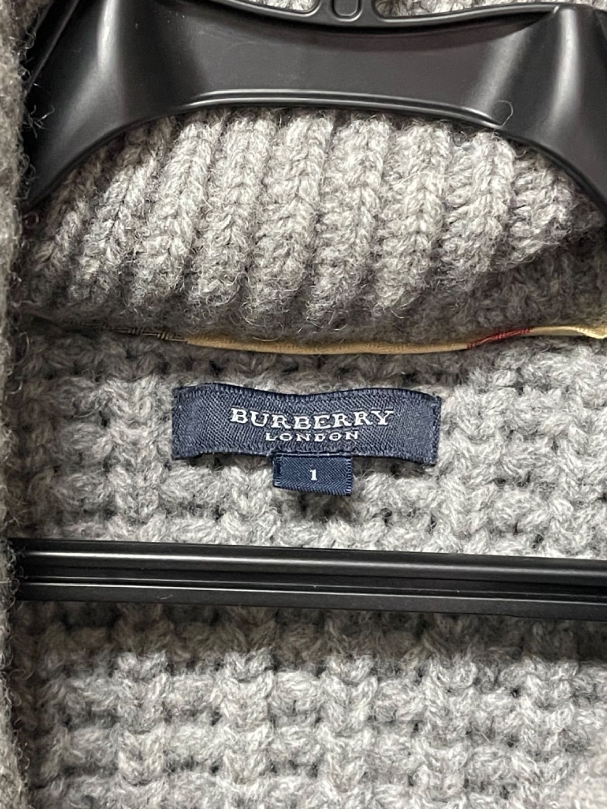 BURBERRY グレー フード付きニットダッフルコート サイズ1 BURBERRY グレー フード付きニットダッフルコート サイズ1