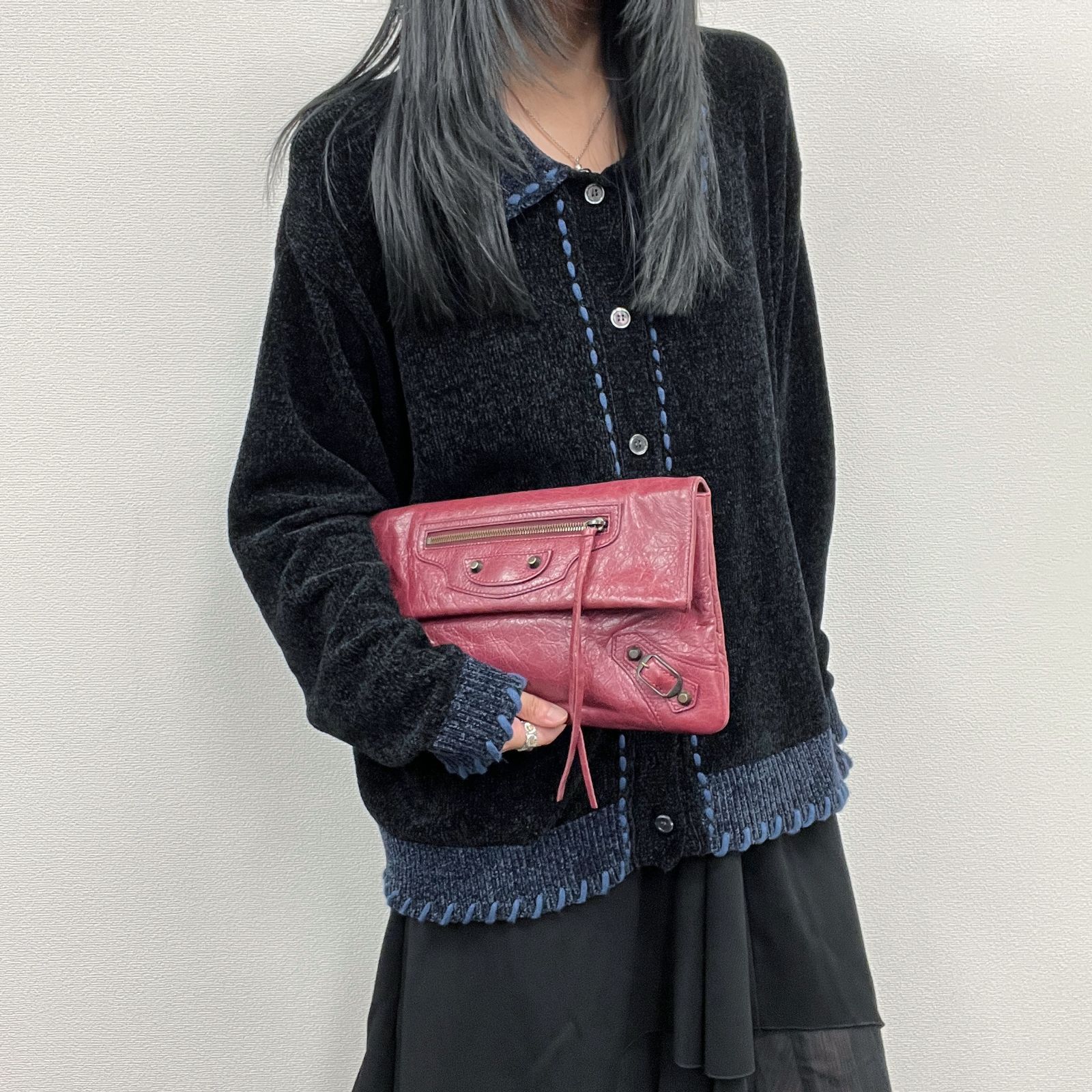 BALENCIAGA バレンシアガ クラッチバッグ セカンドバッグ レザー レッド ヴィンテージ レディース HIBUOCHI VINTAGE