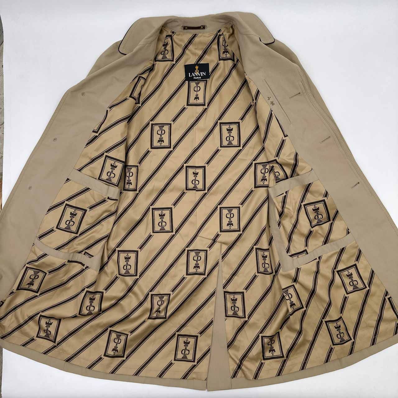 80s 90s ヴィンテージ LANVIN PARIS レザーパイピング 裏地総柄