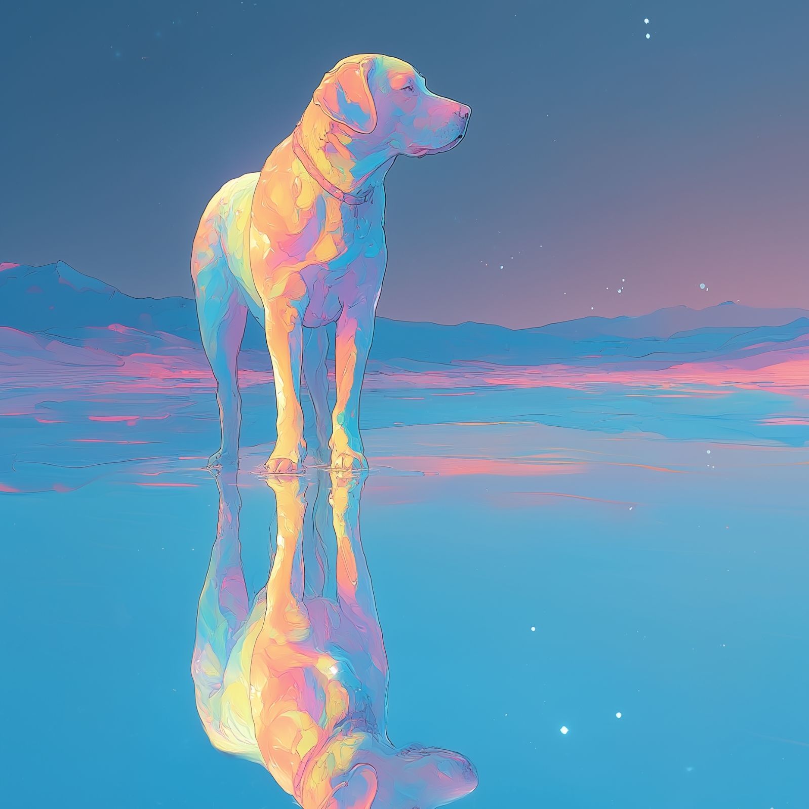 名入れOK リフレクション - ラブラドールレトリバー犬 No.1 アートポスター ペットロス うちの子記念日 北欧 ナチュラル モダンインテリア