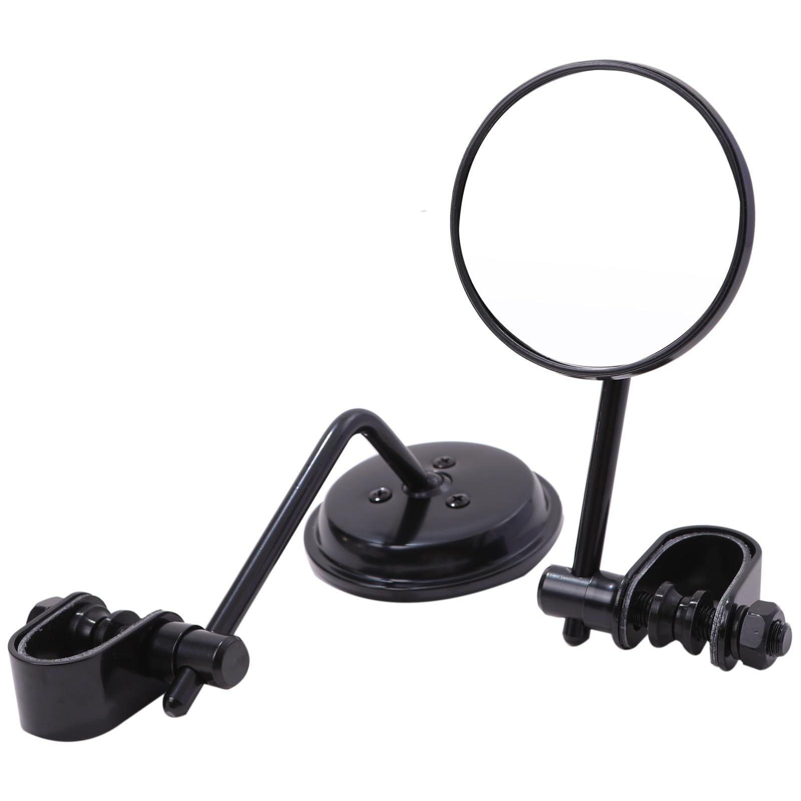 ルボナリエ クランプミラー バイク ミラー ハンドルクランプ ラウンドミラー バイクミラー ラウンド ハーレー チョッパー ボバー 左右セット (ブラック) [ブラック]
