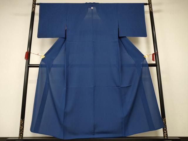 平和屋着物＊夏物 色無地 絽 青藍色 正絹 AABC1834jd