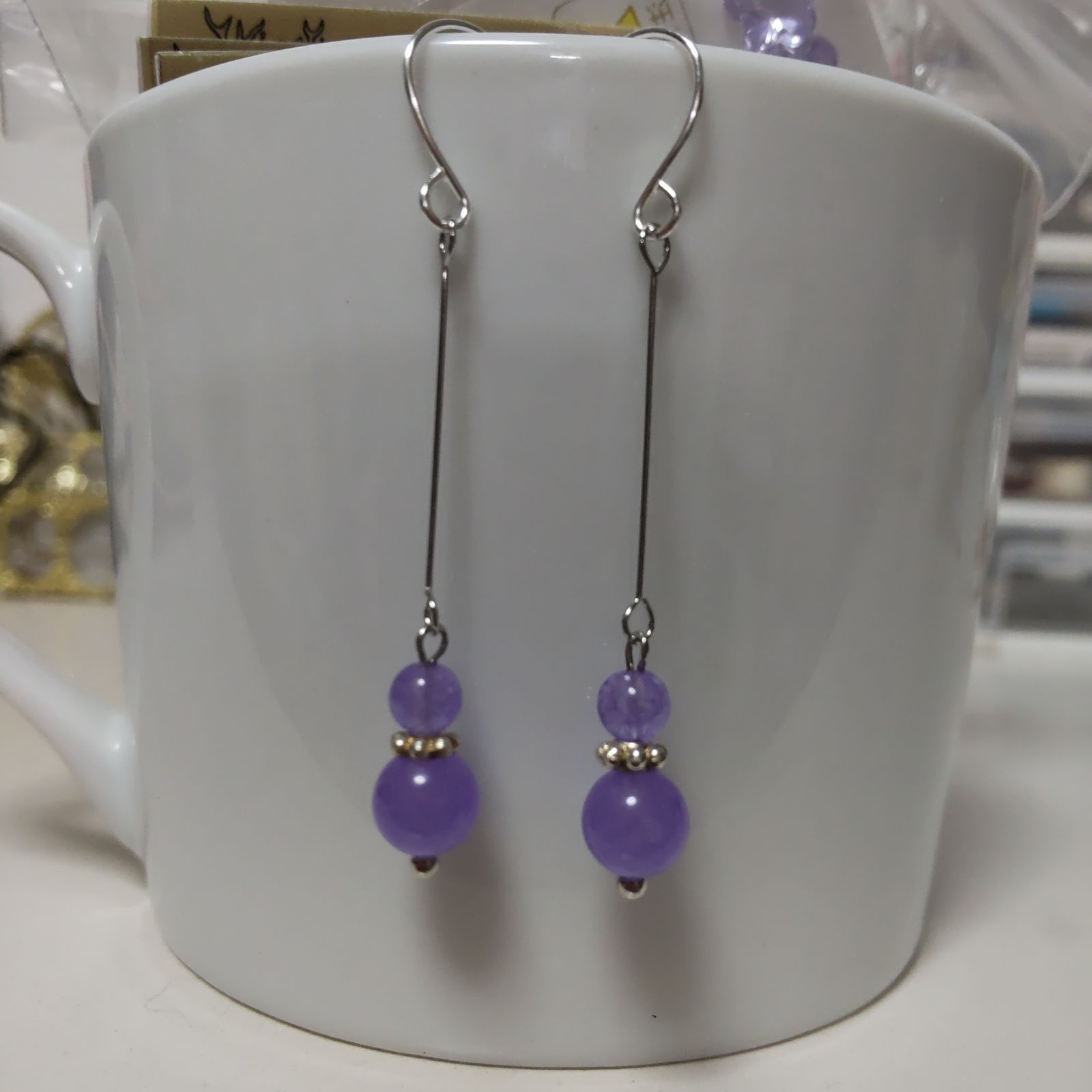 ☆300円ピアス 71. 2粒ピアス/紫ひすい天然石 ハンドメイドSHOP ☆Yo☆ メルカリ