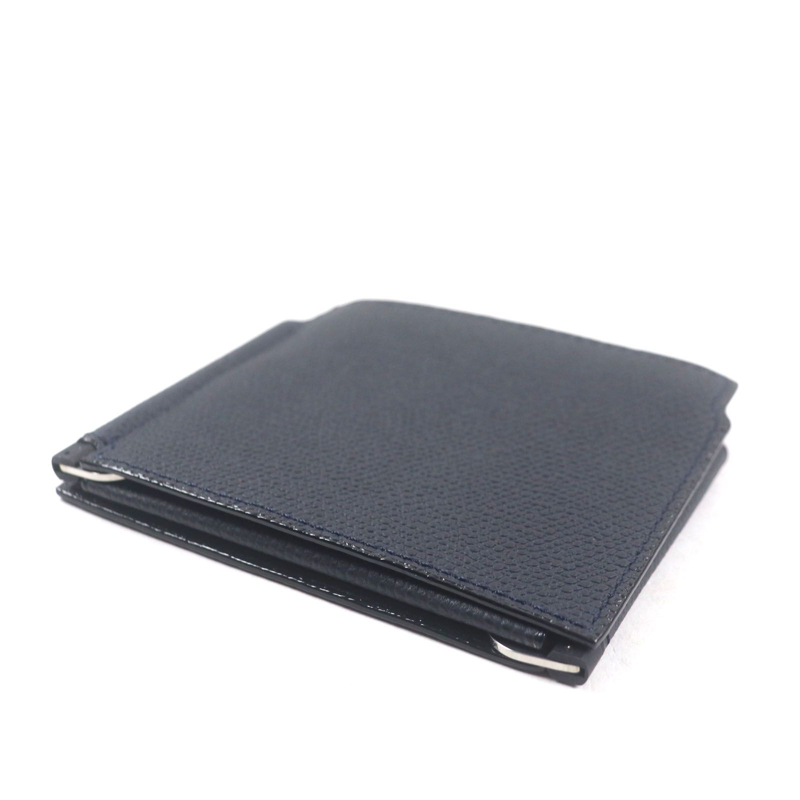 【未使用】ヴァレクストラ　マネークリップ　札入れ　ネイビー 極美品▽Valextra ヴァレクストラ ダブルマネークリップ レザー