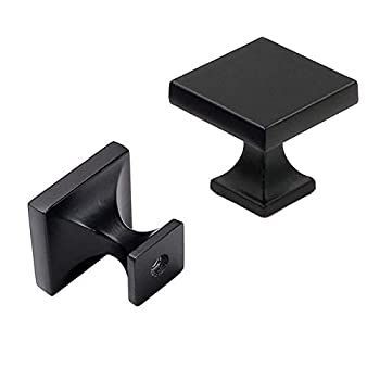 Goldenwarm ブラック正方形キャビネットノブ キッチンドアノブ LS6785BK フラットブラックキャビネットハードウェア 幅1.1インチ正方形ノブ キッ