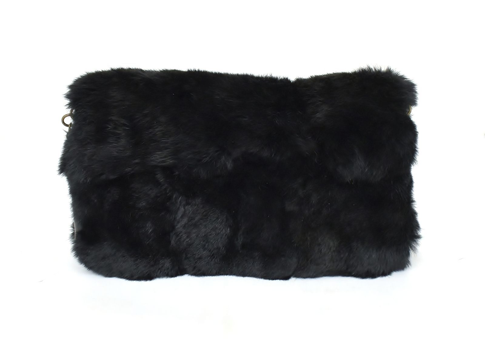 エバゴス ebagos クラッチバッグ ブラック レディース ファー×籐×レザー 保存袋 ミラー付き 2510LR141