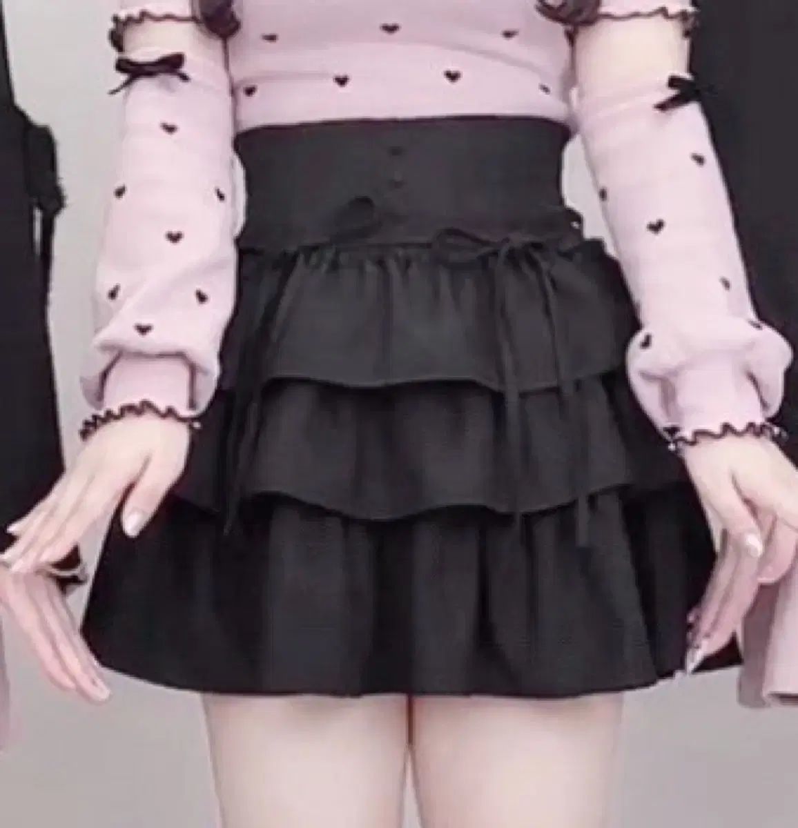 量産型地雷系スナ系허니뮤ミシェルマカロンティアードフリルスカート