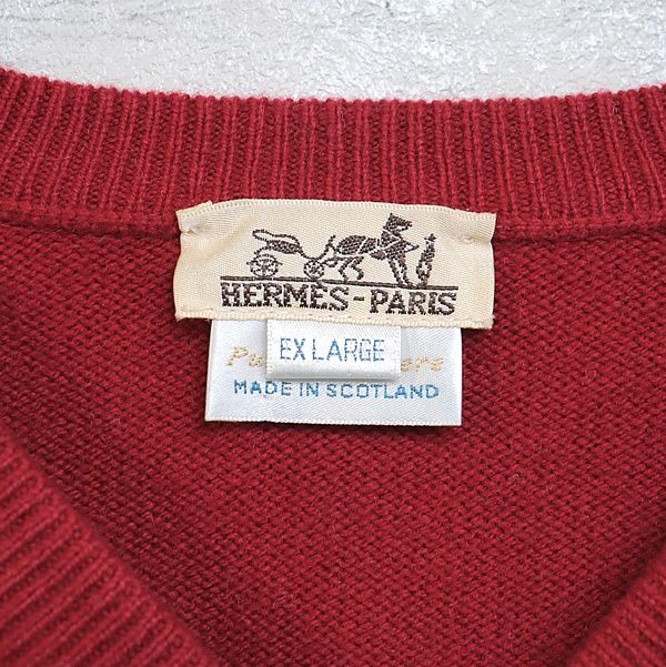 HERMES PARIS 長袖Vネックセーター HERMES orange color V-neck cashmere sweater | NOIR ONLINE