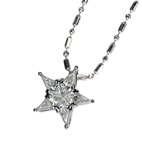 Pt900/ Pt850 カイトカット ダイヤモンド ペンダントネックレス 0.53ct 