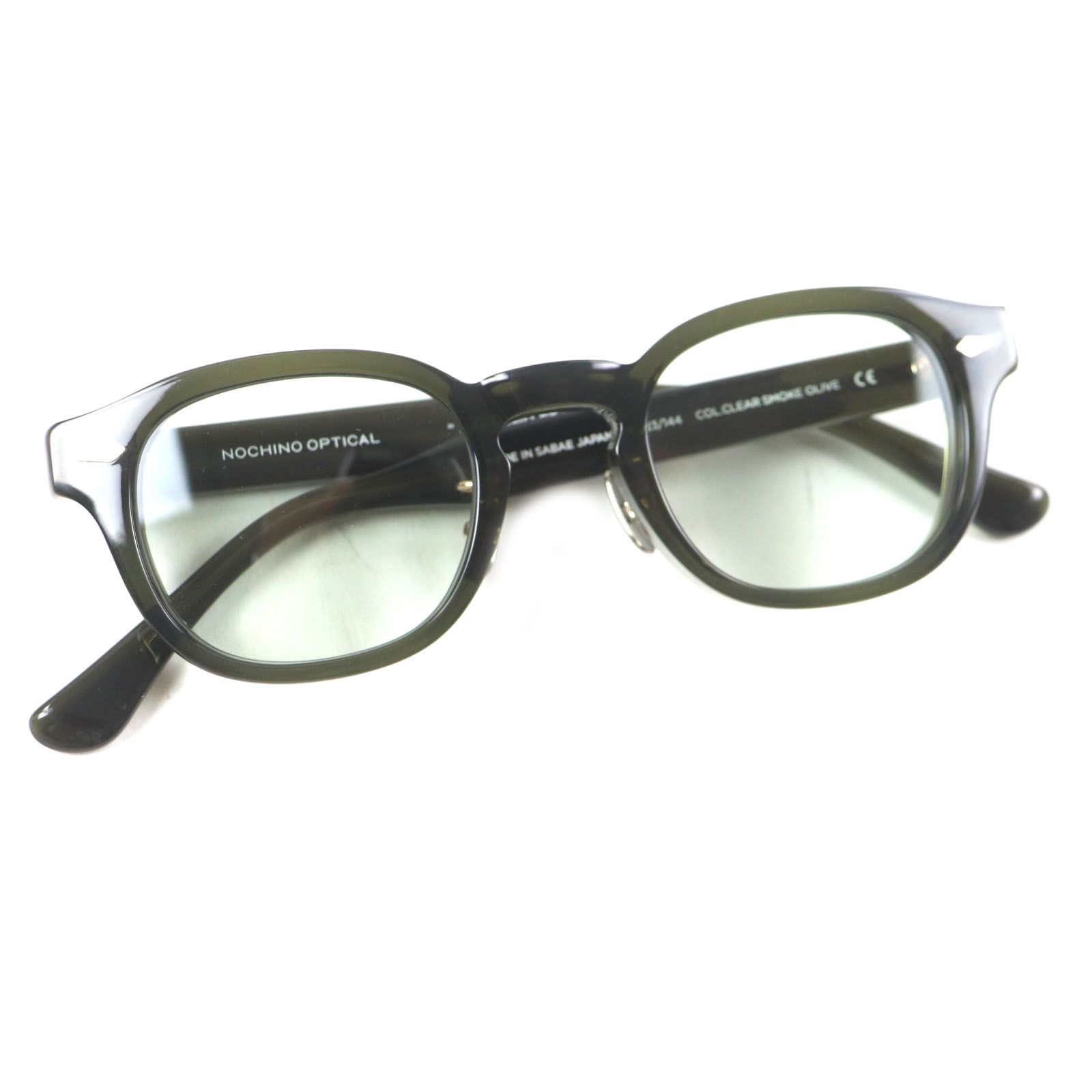NOCHINO OPTICAL ノチノオプティカル NOCHINO FR レンズ メガネ 眼鏡 アイウェア クリアスモーキーオリーブ 46|23|144 箱 ケース付き メンズ