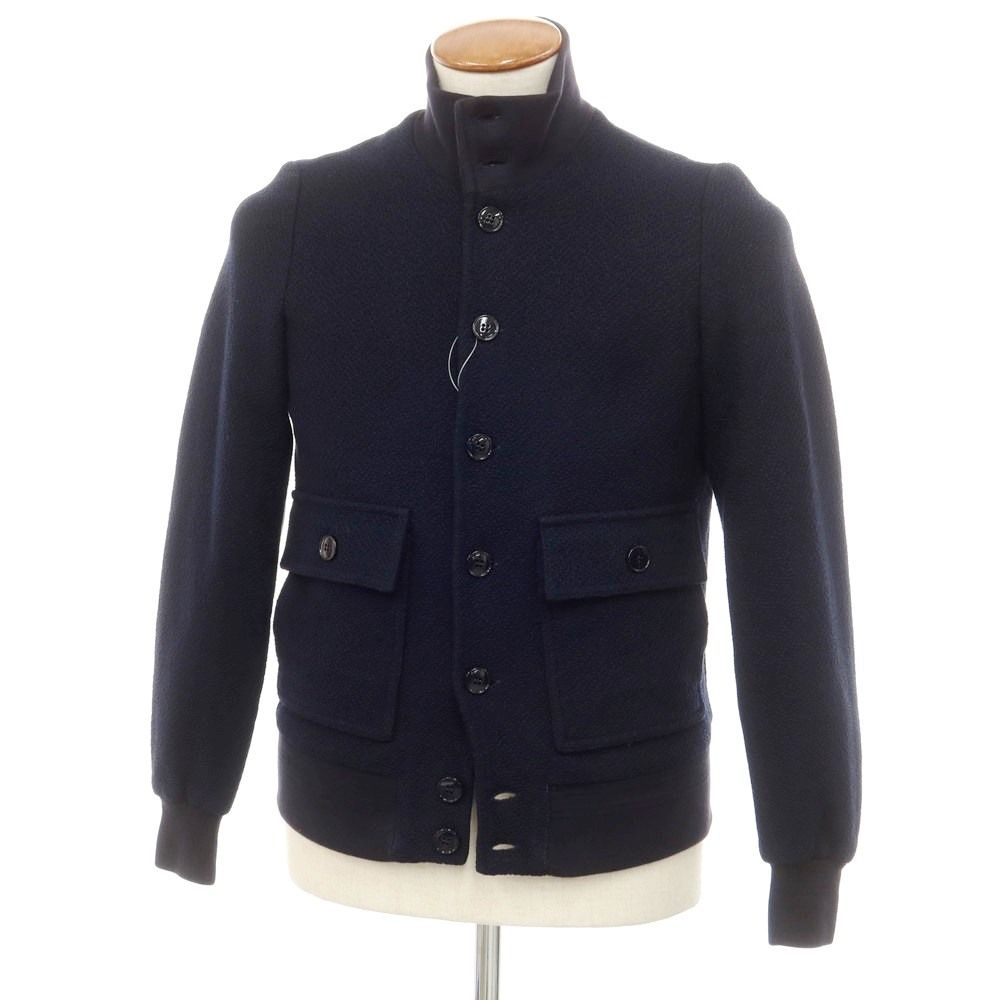 【中古】ザノーネ ZANONE コットンニット バルスタリーノブルゾン ネイビー【サイズ46】【メンズ】