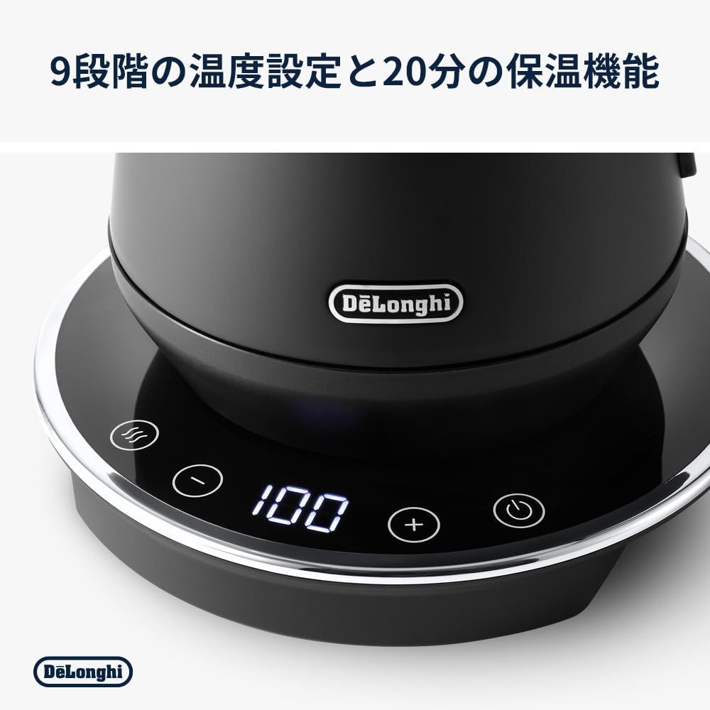 数量 De Longhi デロンギ 電気ケトル エクレティカ KBY1210J-BK 温度調整機能付き