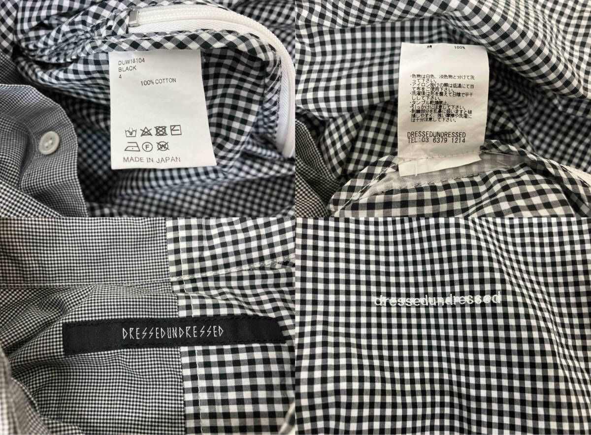  ドレスドアンドレスド 長袖シャツ ギンガムチェック 切り替え ブラック メンズ サイズ4 その他 小物
