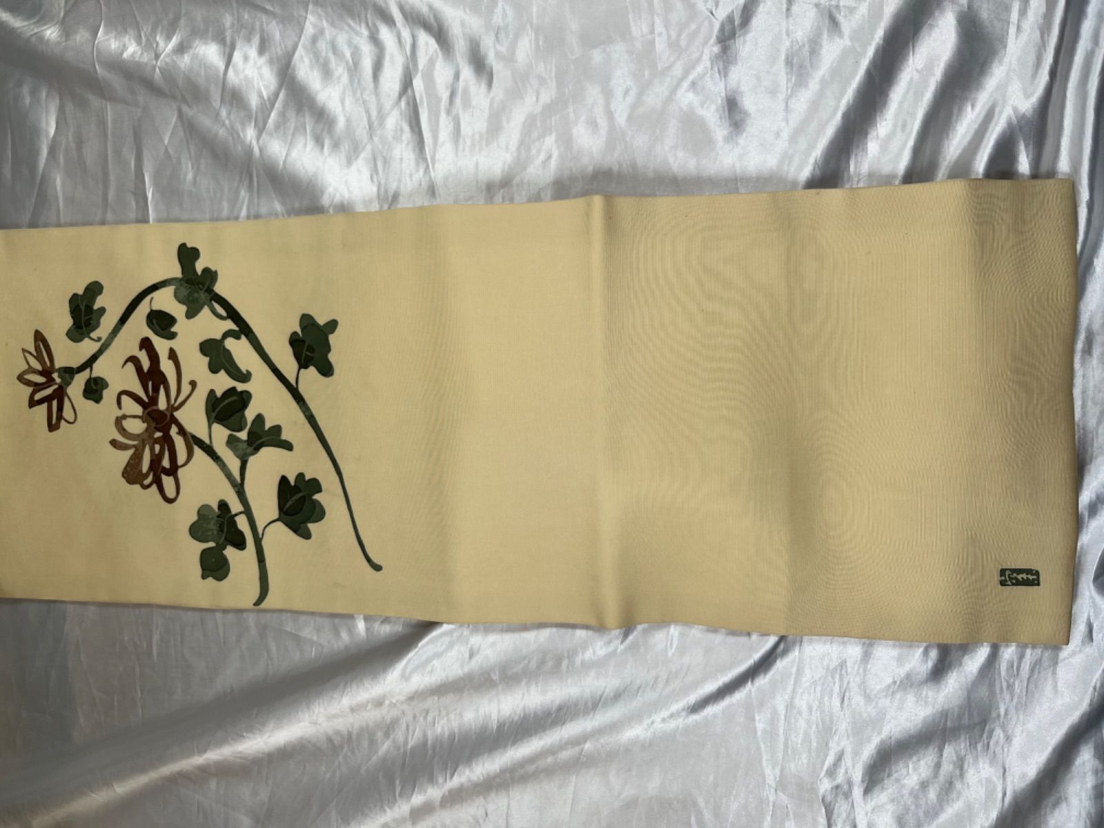 豪華綺麗美品ベージュ菊正絹名古屋帯☆高木空木作 - メルカリ