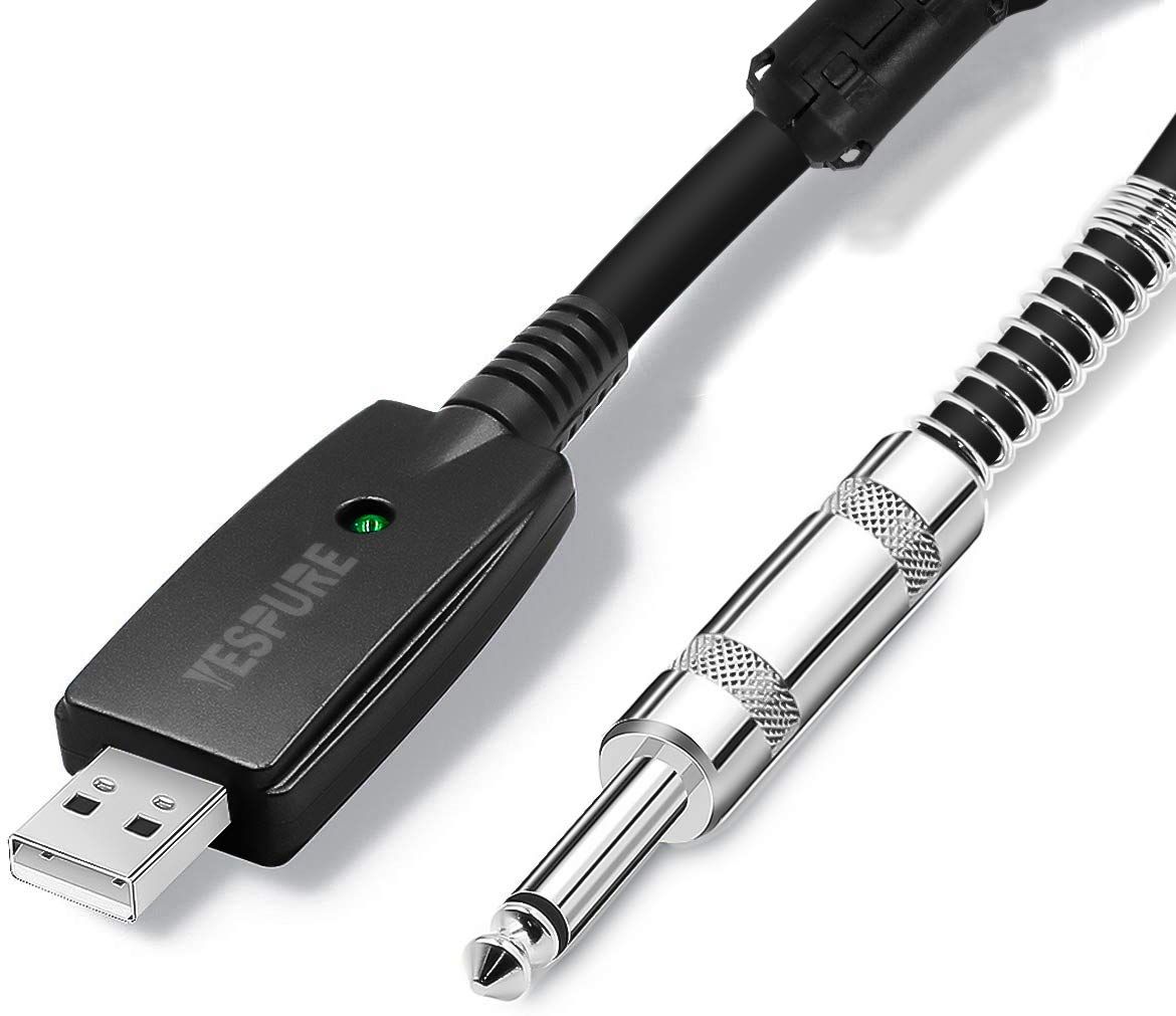 YESPURE USBギターケーブル ギターをPCに接続 楽器用 USBインターフェース オス - 6.35mm 1|4インチ Ts エレキギターコネクター 計器ケーブル 録音用 2.8m|9.2フィート