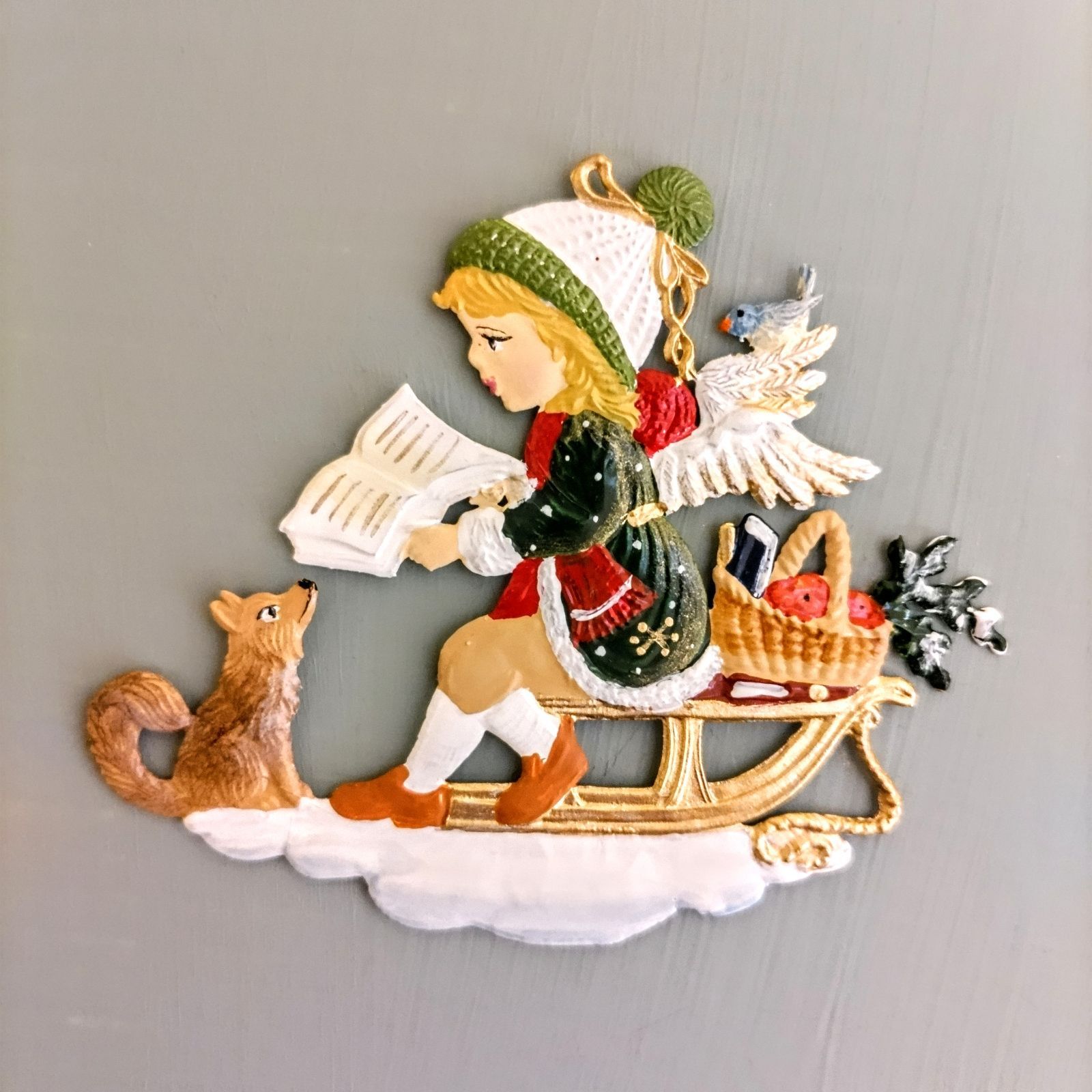 ドイツ オーナメント 錫飾り クリスマスの読書B 工芸品 シュヴァ