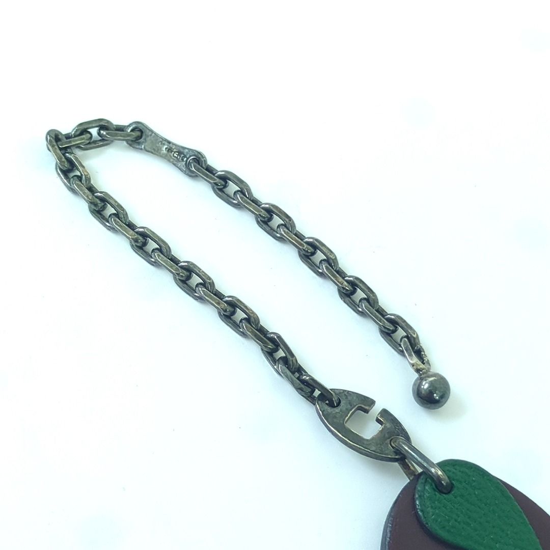 エルメス レザー キーホルダー チャーム プラム ダークパープル シルバー HERMES エルメス レザー キーホルダー チャーム プラム ダーク