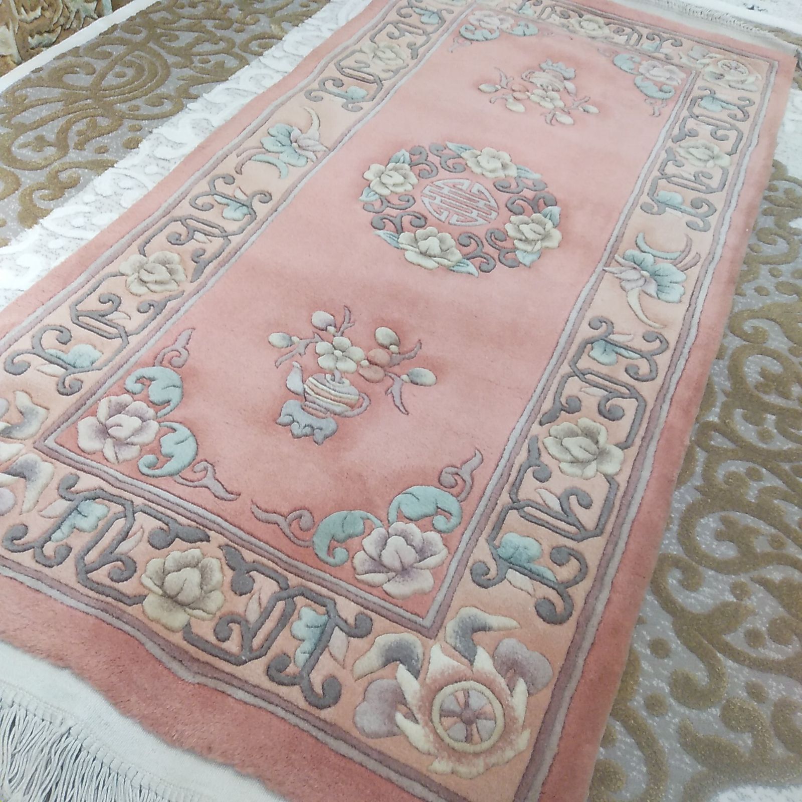 玄関マット 段通 手織り ウール段通 ウール緞通 品 大きいマット 手織りウール緞通