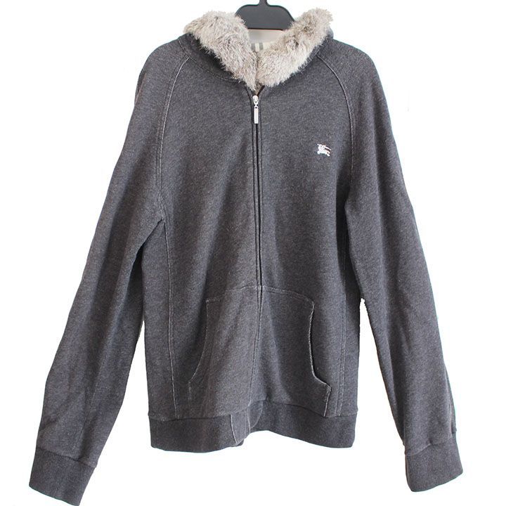Burberryブラックレーベル2パーカーグレーフードファー付き未使用品 BURBERRY BLACK LABEL バーバリーブラックレーベル パーカー