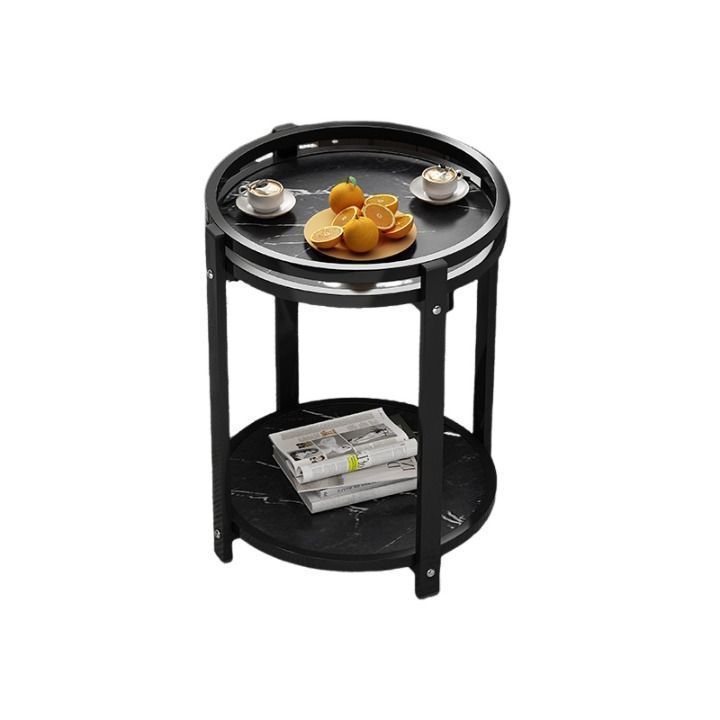 サイドテーブル 黒大理石柄 黒フレーム付 棚板 4脚 おしゃれ カフェ  