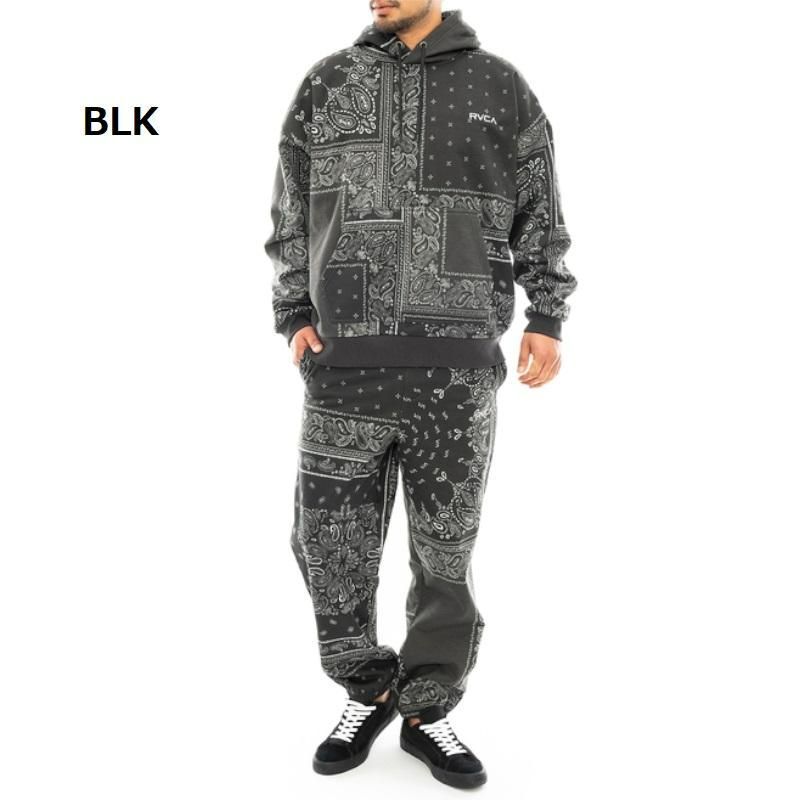 すぐ届く◆RVCA ルーカ◆バンダナ 上下 セットアップ ブラック RVCA ルーカ PATCHWORK BANDANA SETUP セットアップ 上下セット