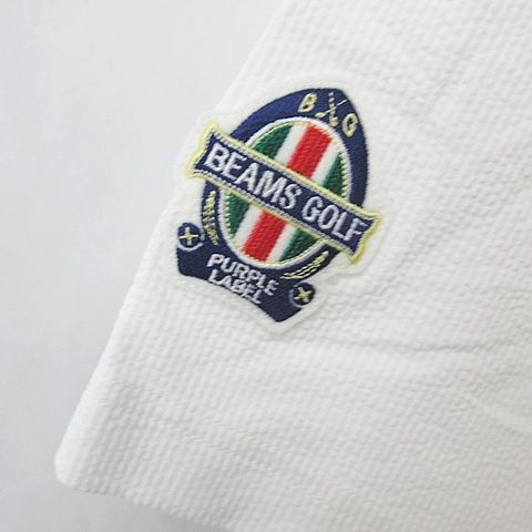 ビームス ゴルフ BEAMS GOLF ポロシャツ 刺繍ロゴ 日本製 L 白 ビームスゴルフ BEAMS GOLF スポーツウエア シャツ ポロシャツ