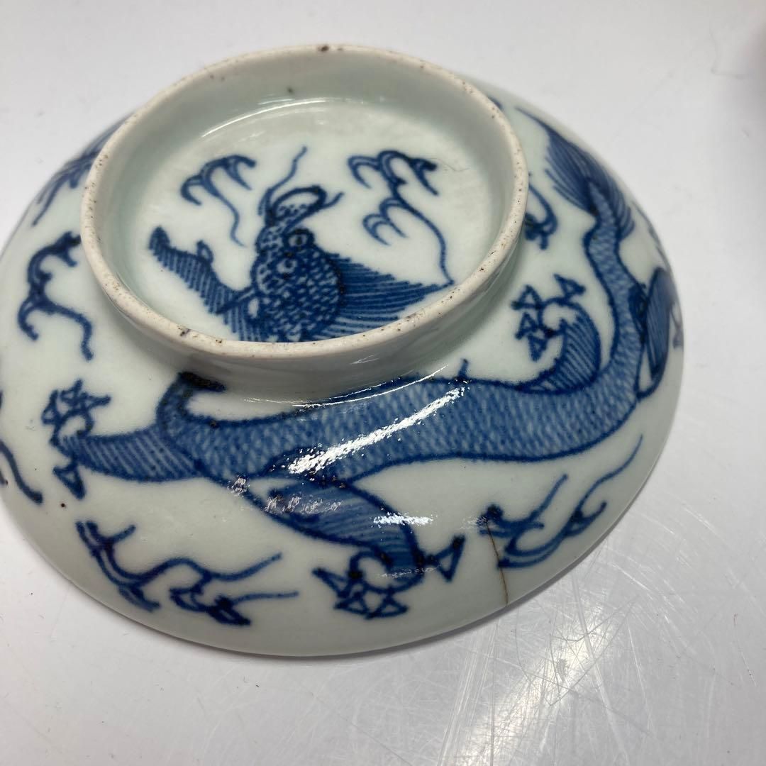 ・青花　雲龍の図蓋茶碗、盃3客　東Y5-0822② 中国清時代 青花 雲龍の図蓋茶碗、盃3客 東Y5-0822② - メルカリ