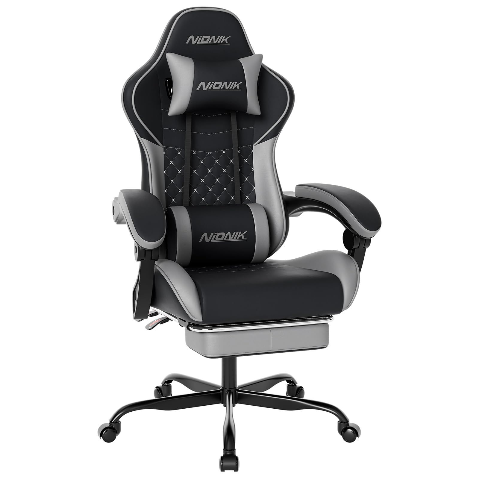 高耐久性 グレー PUレザー 蒸れない ダイア調に蝶の刺繍のデザイン PCチェア 連動アームレスト 高さ調節 パソコンチェア 135°リクライニング あぐら テレワーク chair gaming 腰痛対策 座り心地 椅子 ハイバック 人間工学設計 通気性