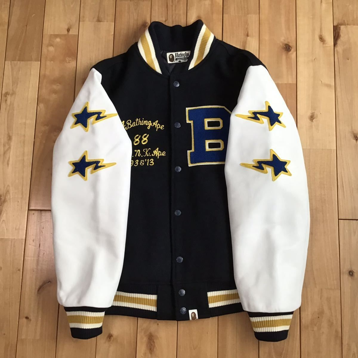 着丈78cmx身幅71cmXL bapesta varsity jacket エイプ Y2K