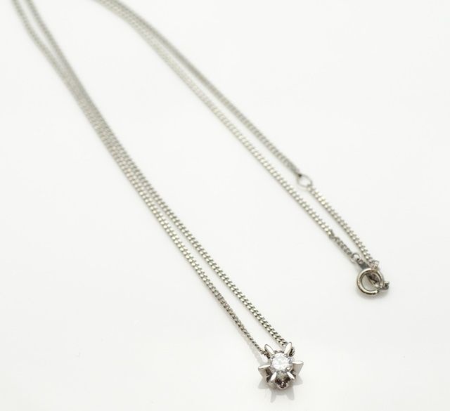 Pt900/Pt850 1粒 ダイヤモンドネックレス D/0.34ct 鑑定書付 - Jewelry