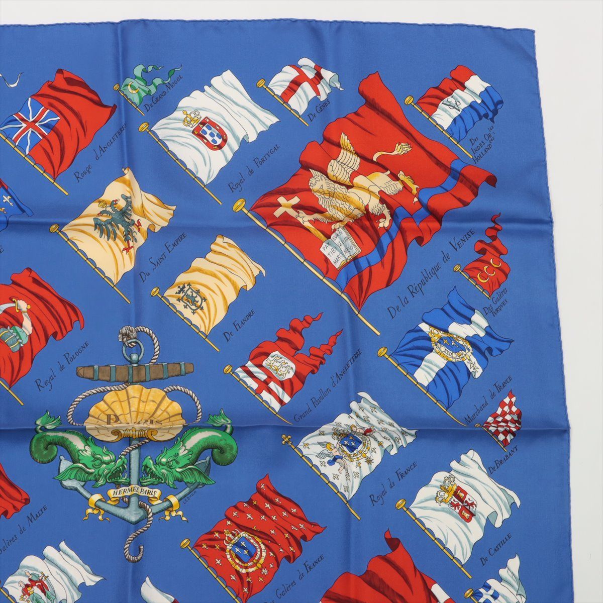 エルメス カレ90 PAVOIS 船旗 スカーフ シルク ブルー - メルカリ