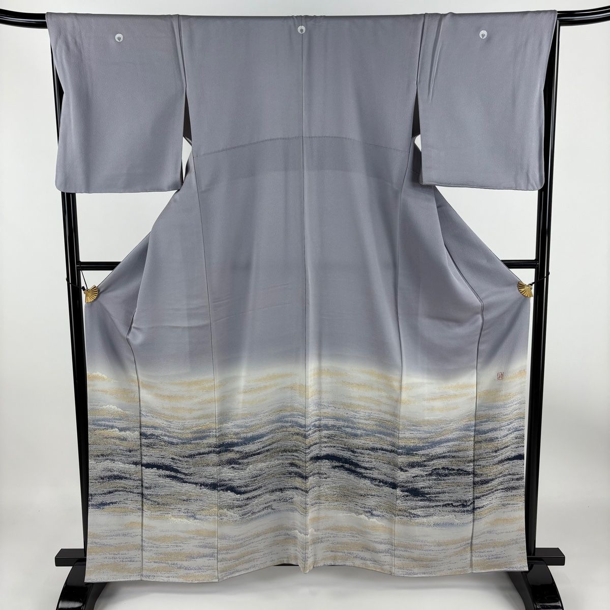 色留袖 身丈161.5cm 裄丈66cm M 袷 落款 霞 金糸 ぼかし 灰紫