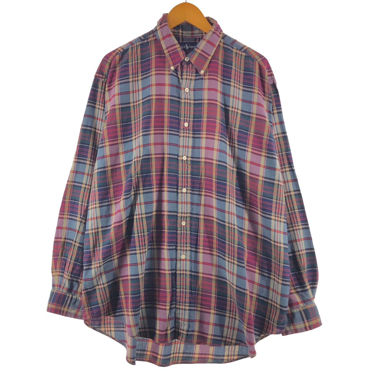 古着 90年代 ラルフローレン POLO RALPH LAUREN チェック柄 ワンポイント 長袖 ボタンダウンチェックシャツ XL ヴィンテージ/eaa500082