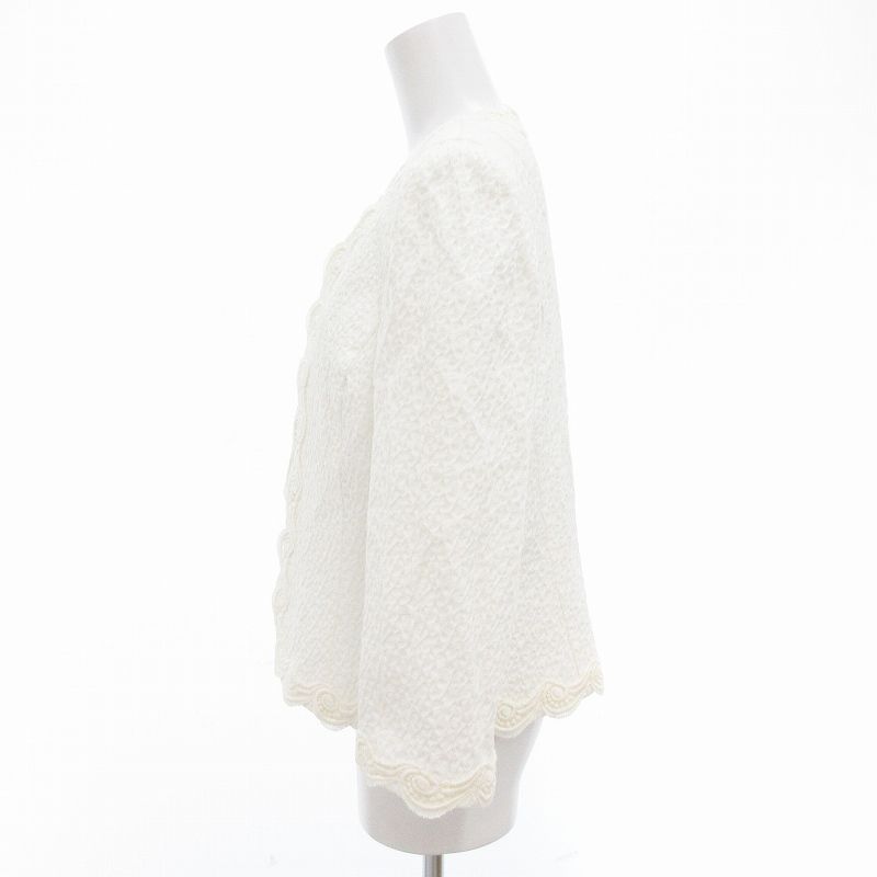 【極美品】★jun ashida　ノーカラー　総柄　シルクジャケット　Ｌ M14 ジュンアシダ 総柄ノーカラージャケット シルクウール素材