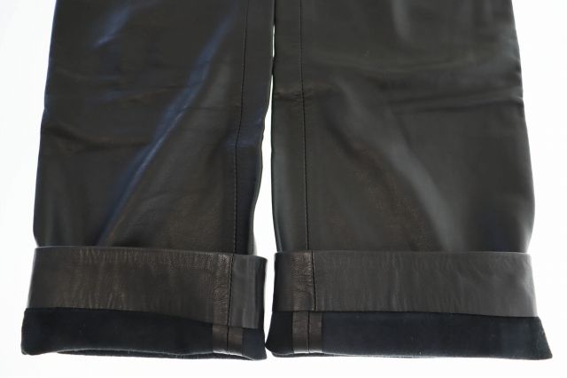 ロエベ LOEWE ヴィンテージ レザー パンツ 38 黒 ブラック ブランド