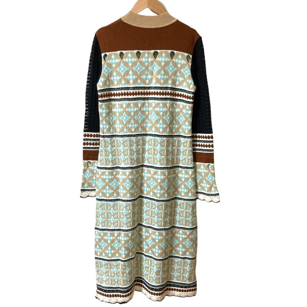 mame kurogouchi マメクロゴウチ Eyelet Jacquard Long Knit Dress 長袖 ワンピース サイズ2 マルチ レディース 古着