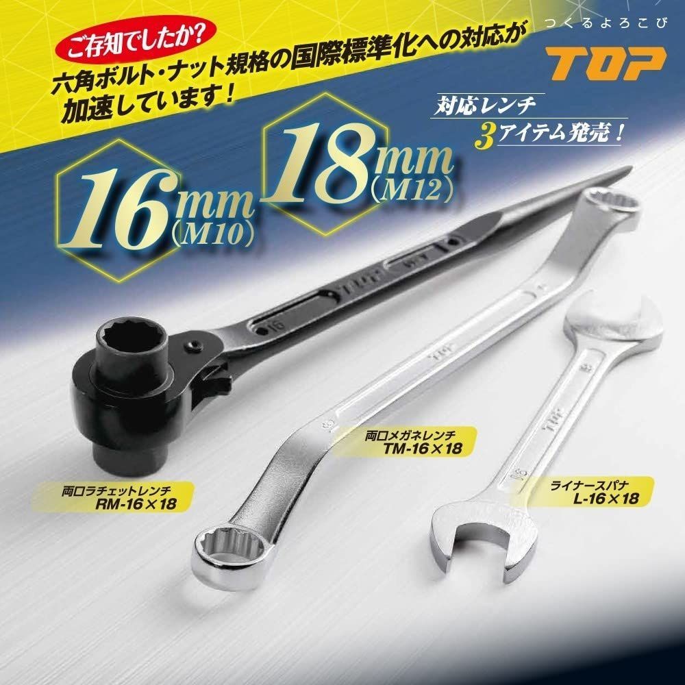 トップ (TOP) 両口ラチェットレンチ シノ付 30x32㎜ カチオン塗装 RM-30x32