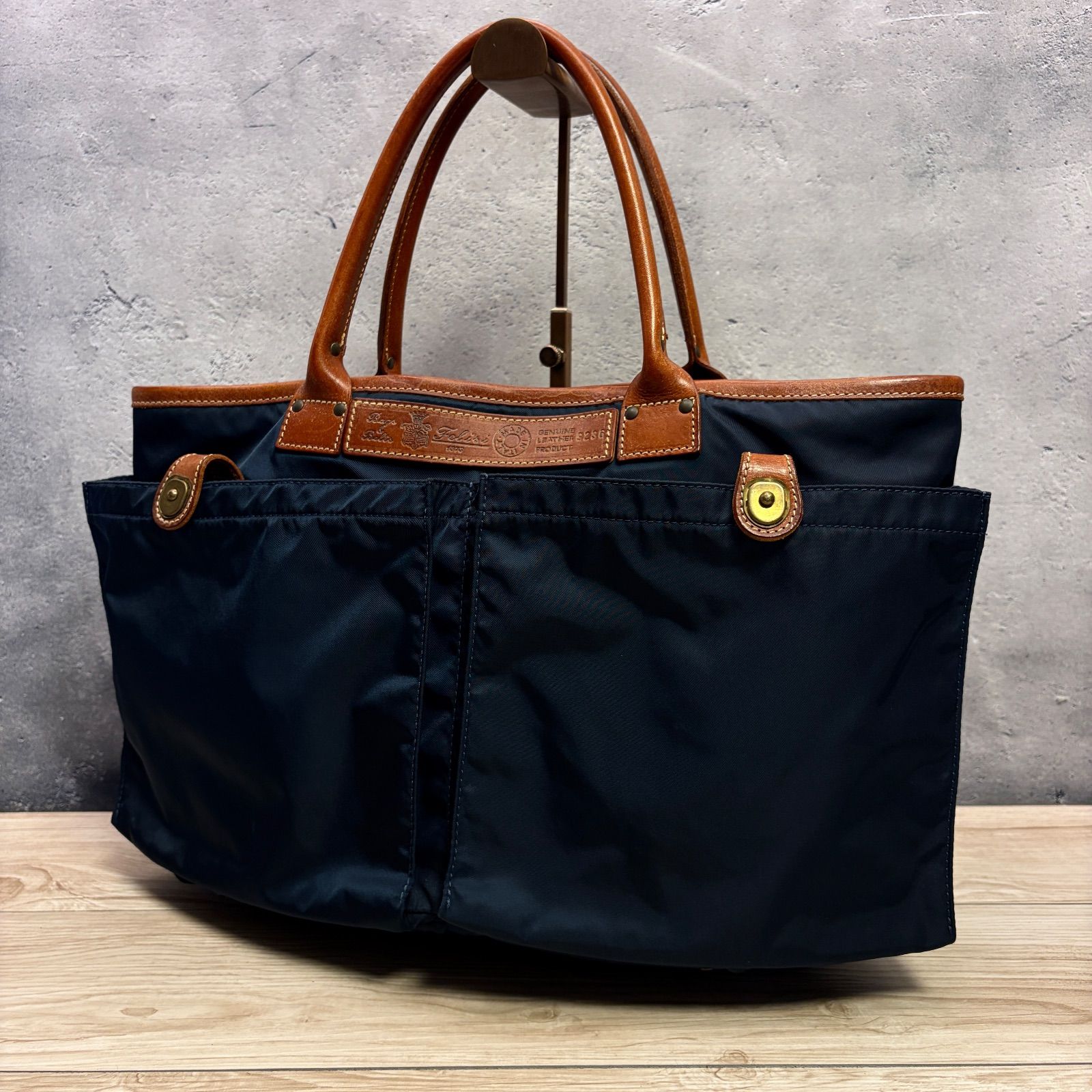 ✨Felisi フェリージ 9236 トートバッグ✨ ネイビー×ブラウン レザー