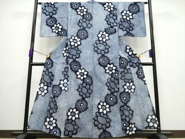 平和屋着物∴夏物 浴衣 有松鳴海絞り 舞菊文 綿 CAAY4547ng