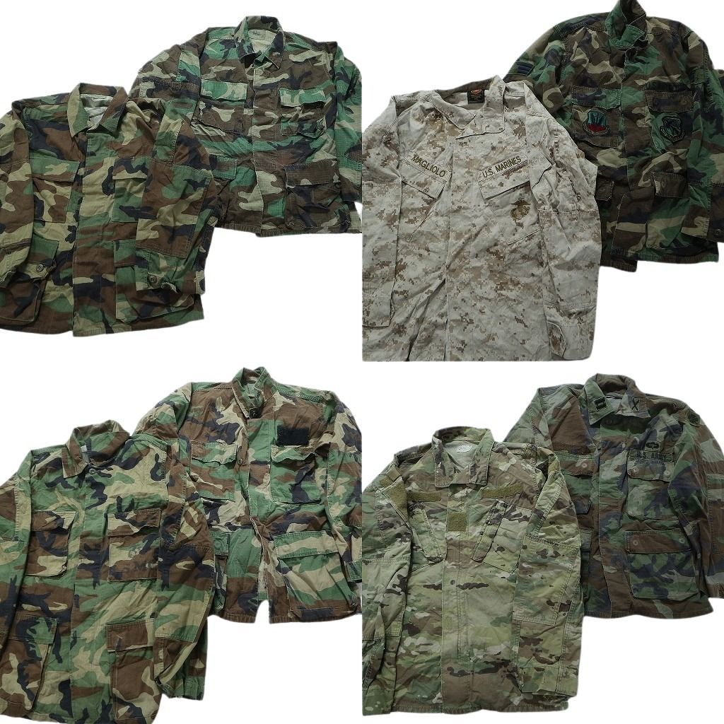 古着卸 まとめ売り 米軍実物 フィールドジャケット カモ柄MIX ミリタリー 8枚セット (メンズ S ) 80s  マルチカム  マリンパターン MW0166