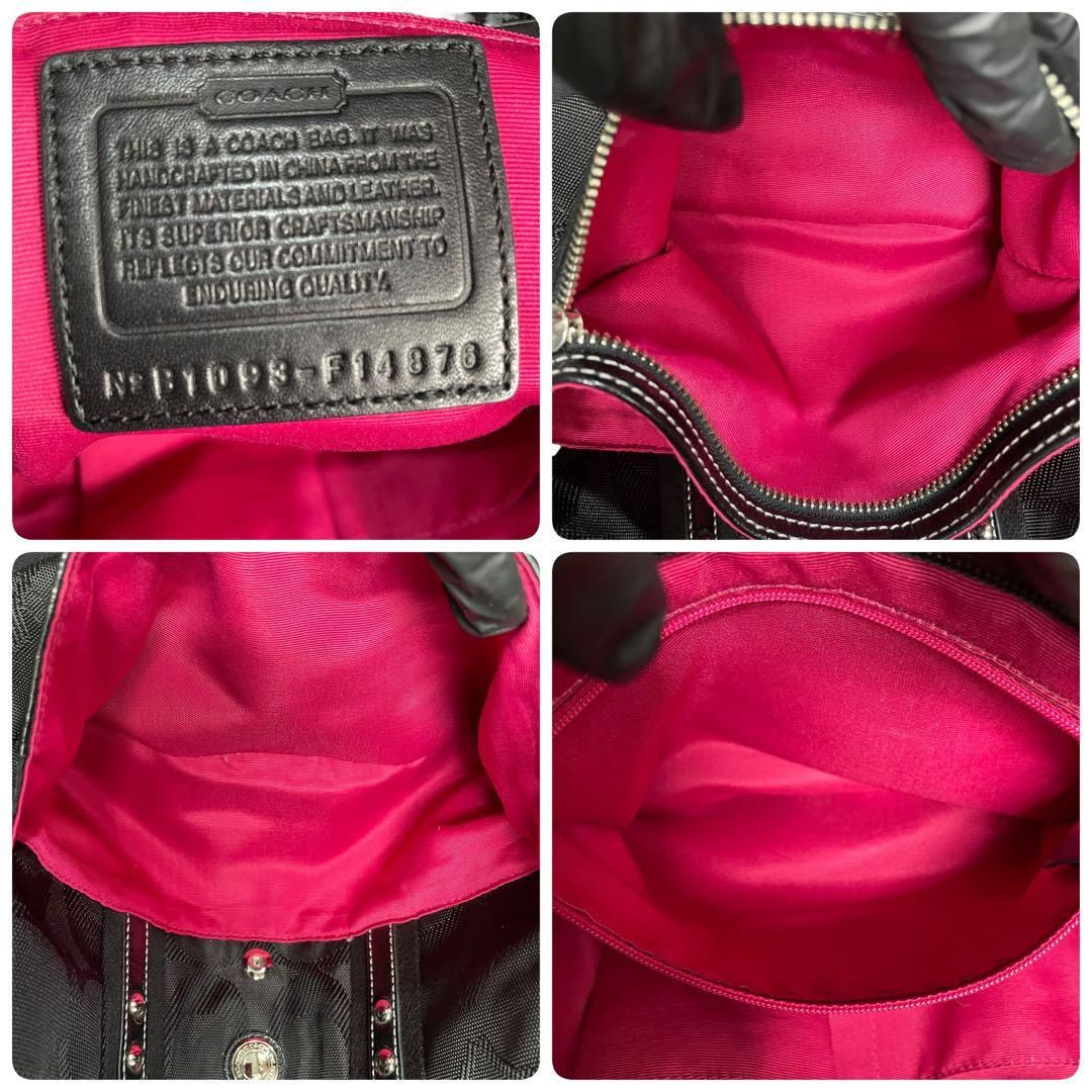 美品　COACH　トートバッグ　シグネチャー　キャンバス　A4収納 ブラック 美品 COACH トートバッグ シグネチャー キャンバス A4収納