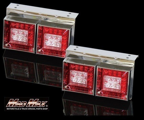 【新品未使用】トラック用LEDテールランプ - クリア/レッドレンズ 小、中型トラック用 LED 2連 角型 テールランプ レッド/クリア 24V専用