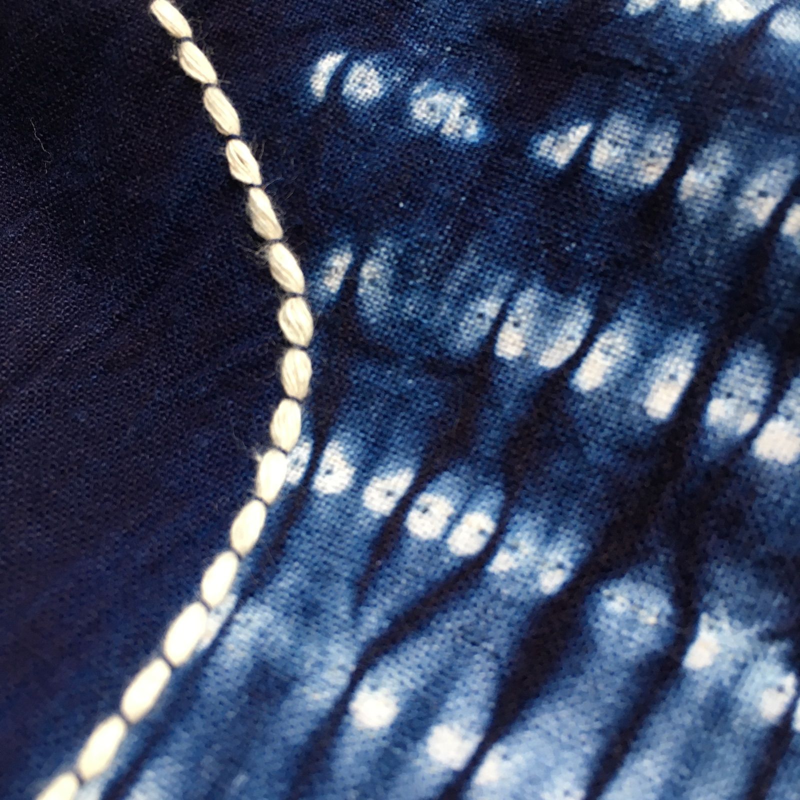 本藍染 手絞り 雲 手染め 手刺繍 風呂敷 雲 マルチクロス 大判