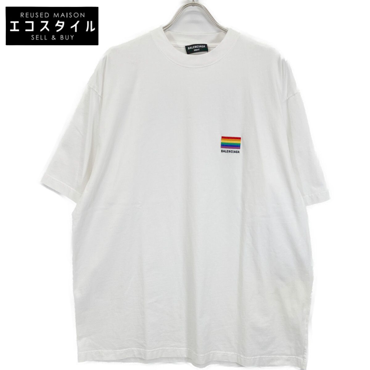BALENCIAGA バレンシアガ 21年 651795 ﾎﾜｲﾄ ﾛｺﾞ 半袖 ﾋﾞｯｸｼﾙｴｯﾄ Tｼｬﾂ S