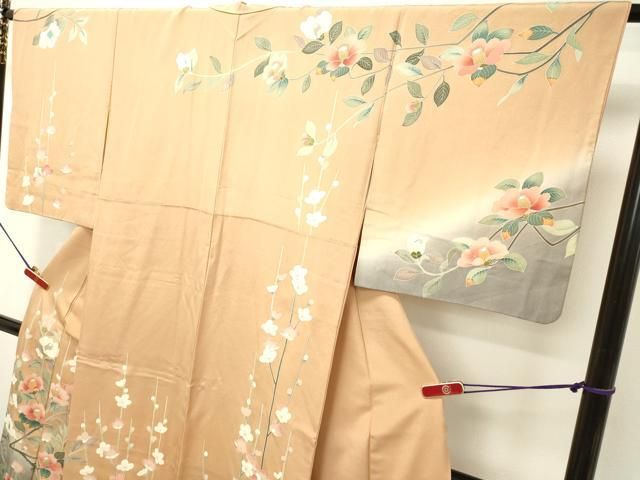 平和屋着物●訪問着　友禅　作家物　枝花文　暈し染め　正絹　逸品　DAAS2484tw 平和屋着物○訪問着 友禅 作家物 枝花文 暈し染め 正絹 逸品