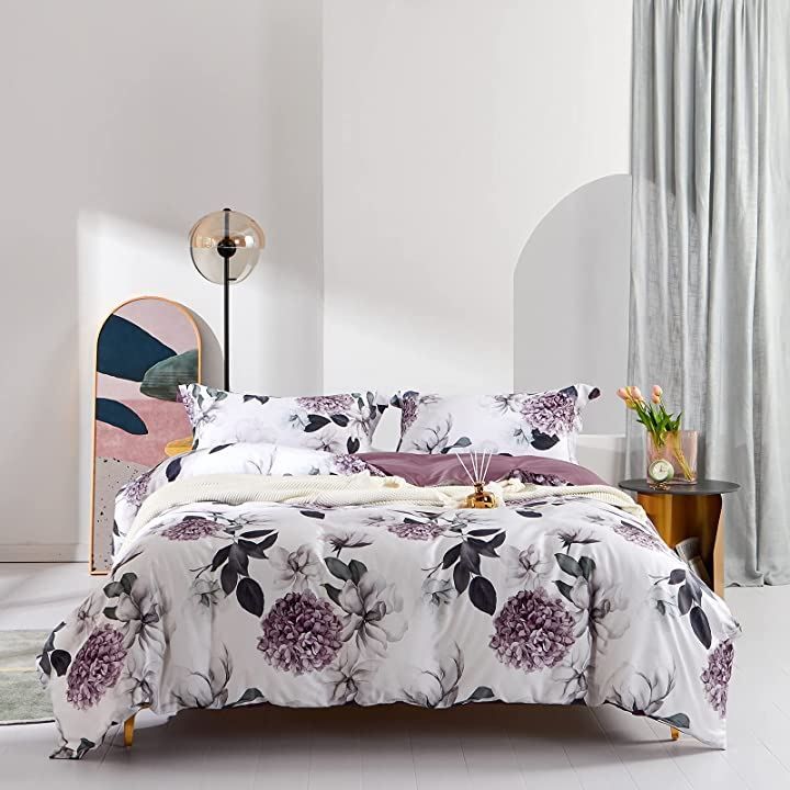 MILDLY 布団カバーセット 4点セット 通気性 60番手高密度織り オリジナル柄デザイン ベッドカバーセット おしゃれ 枕カバーx2 掛け布団カバーx1 マットレスカバーx1 Kimball シングル S