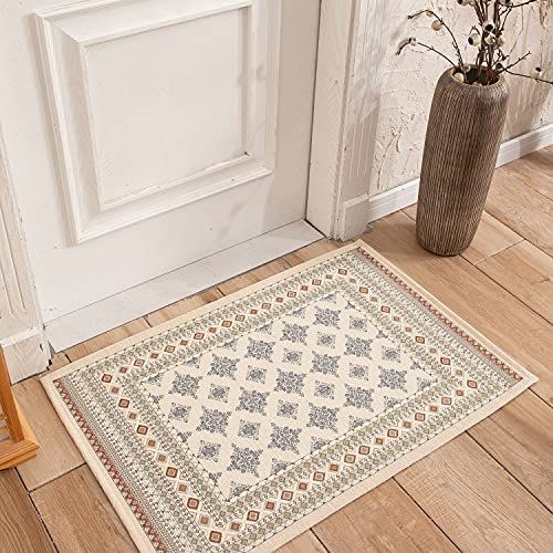 50*80cm_513ベージュ INSIMAN カーペット 玄関マット 屋外 屋内 北欧 洗える おしゃれ ドアマット 泥落とし ゴブラン織り すべり止め 床暖房対応 50 * 80cm 業務用 家庭用 オフィス用 ライトベージュ