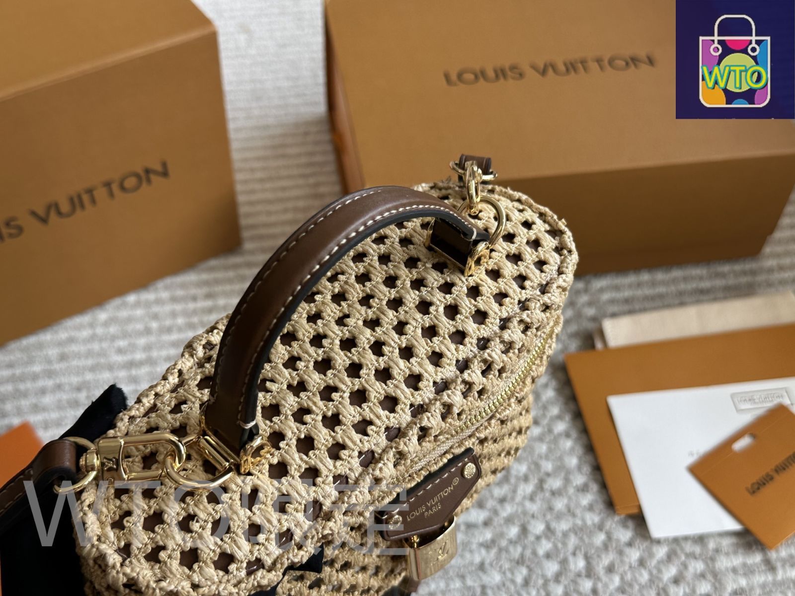 今日特価】LOUIS VUITTON ルイ・ヴィトン わら編みバッグ 箱付き