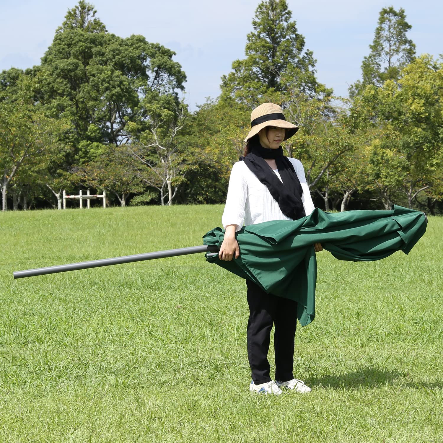  37850 チルト機能 クランク開閉 アルミ製 グリーン 幅202 奥行240 高さ234㎝ パラソル 不二貿易 ビーチパラソル サンシェード ビーチパラソル