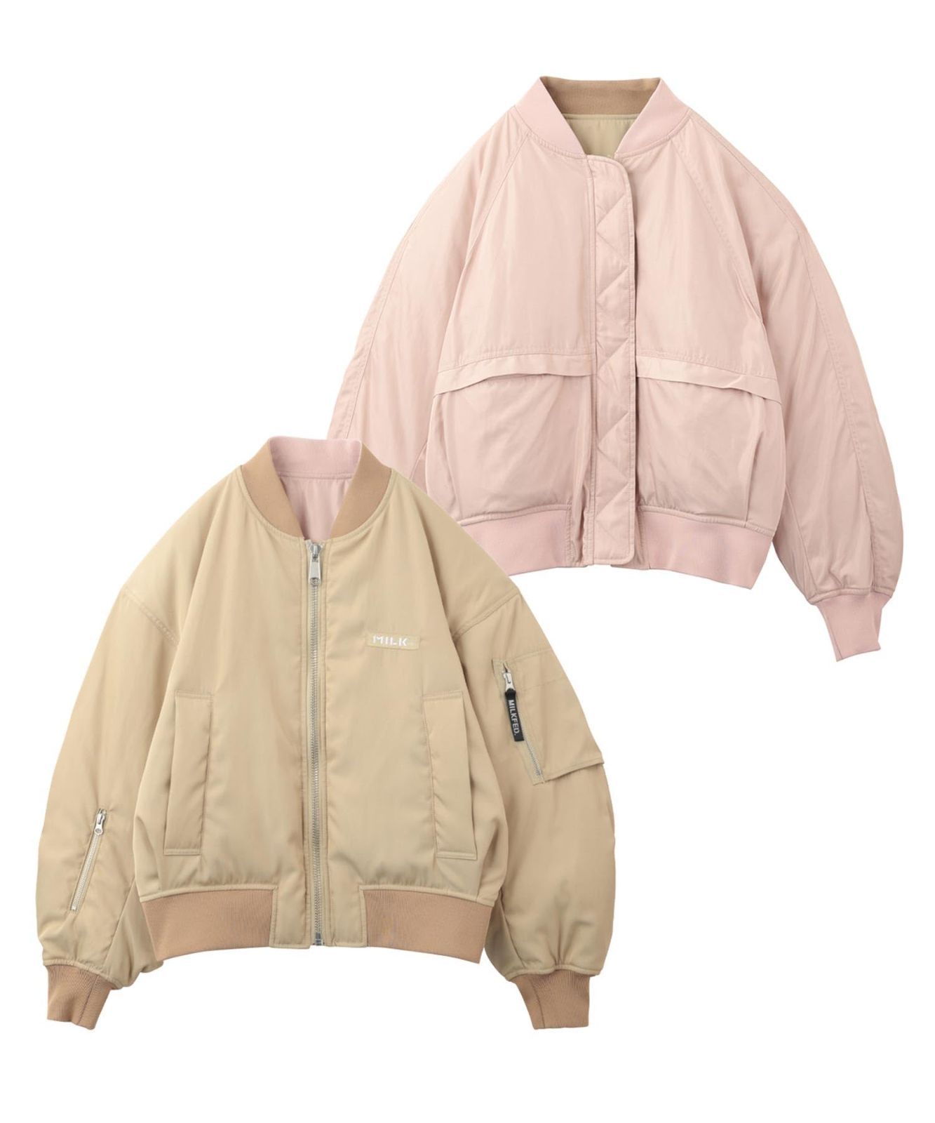 Free Size_ベージュ ミルクフェド ジャケット REVERSIBLE MA-1 FLIGHT JACKET レディース BEIGE